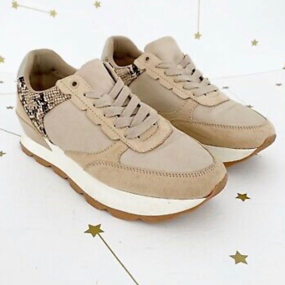 Zara tan/snakeskin sneakers